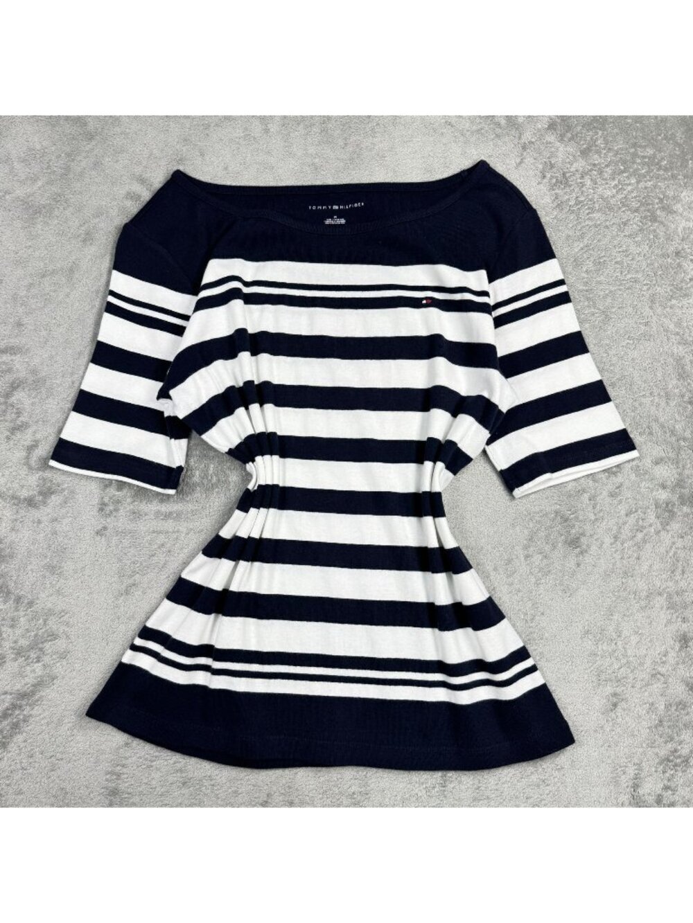 Y2K Striped Tommy Hilfiger Baby Tee Womens M Preppy Quiet Luxury Coastal Summer